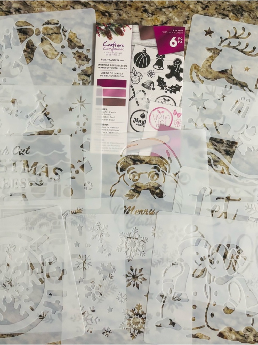 Scrapbook, Card Making, Painting & More Set w/12 Stencils & Foil Transfer Kit